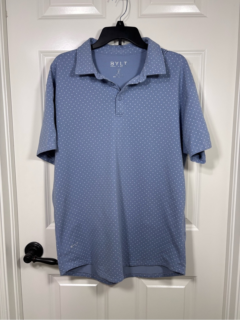 BYLT Premium Basics Lux Short Sleeve Polo Shirt Men’s XL Periwinkle Blue Dots